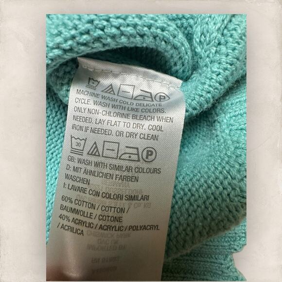 J Jason Wu Crew Neck Sweater Scallop Hem Pullover Aqua Blue - Picture 3 of 4